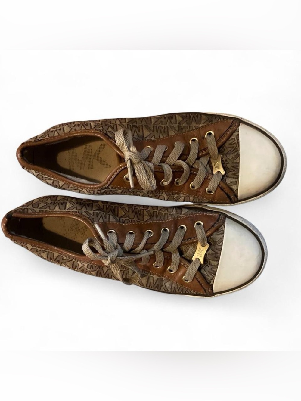 Rare Vintage Y2K Michael Kors Jacquard Canvas & Leather Sneakers/Gold Hardware